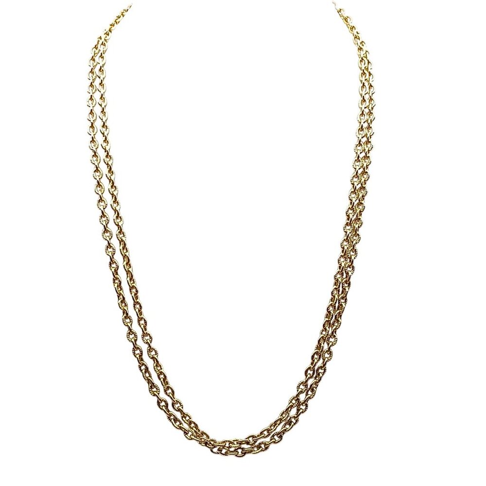 Vintage Gold-Tone Double Rope Chain Necklace